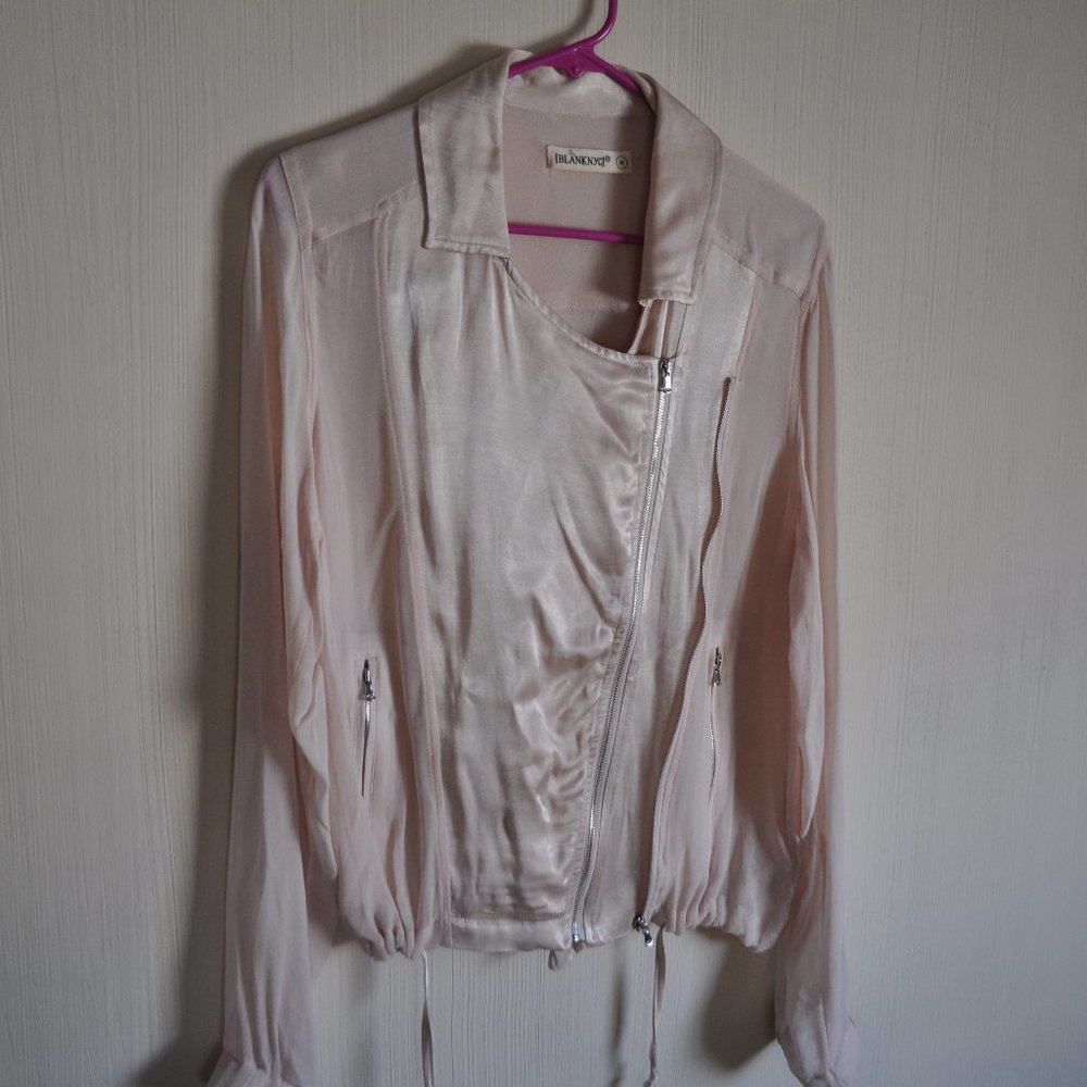 BlankNYC Crepe de Chine and Satin Ballet Motorcycle Jacket
